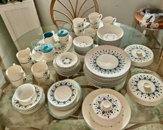 Mid Century retro Marcrest Stetson Swiss Chalet Alpine Dinnerware set with serving pieces ( sold as a set!)