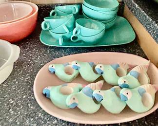 Melmac dinnerware in turquoise