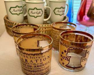 Bicentennial Liberty Bell barware set