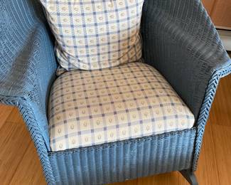 Antique Blue Wicker Rocking Chair