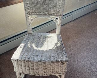Antique White Wicker Grandmother Rocking Chair