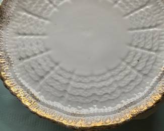 Antique Fine Bone China, Basket Weave Dessert Plates (12)