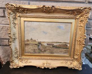 ANTIQUE OIL PAINTING IF FABULOUS GILDED FRAME