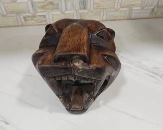 CARVED LIFESIZE JAGUAR HEAD