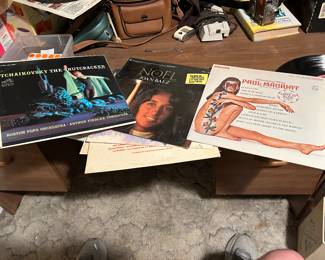 Lots of vintage vinyl in basement living room