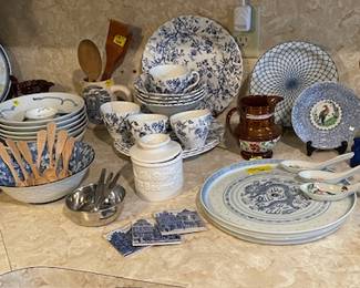 More blue and white and various items