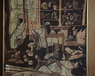 This Batik art piece is an original vintage piece from Saudi Arabia