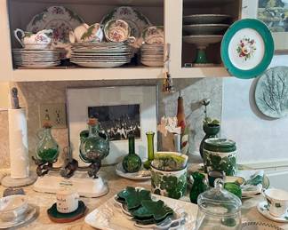 How about green!  Lovely china pieces, and other kitchen and houseware, and decor items