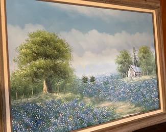 Large acrylic on canvas art pieces of Blue Bonnets - great Texas piece!