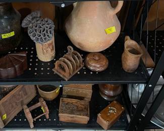 Wooden and pottery items