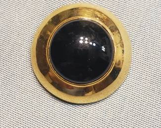 Signed Ben Amun Vintage Cabochon Gold Tone Necklace Pendant