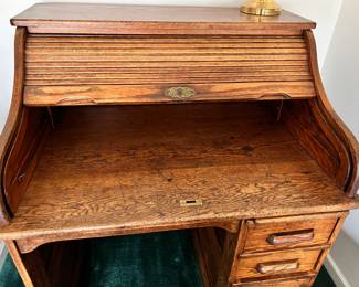 Vtg. 1928 Northwestern Furniture Co. Milwaukee Wis. Oak Roll Top Desk - Originally purchased from the Blue Goose Grocery Store in St Charles