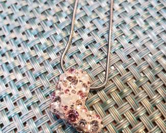 Signed Swarovski Puffy Heart Necklace