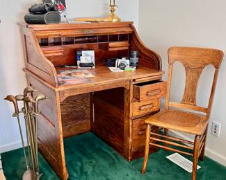 Vtg. 1928 Northwestern Furniture Co. Milwaukee Wis. Oak Roll Top Desk - Originally purchased from the Blue Goose Grocery Store in St Charles