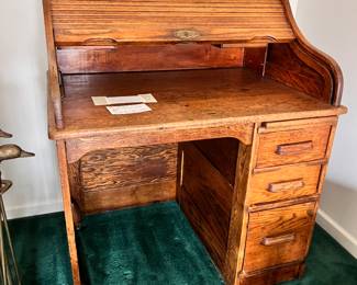Vtg. 1928 Northwestern Furniture Co. Milwaukee Wis. Oak Roll Top Desk - Originally purchased from the Blue Goose Grocery Store in St Charles