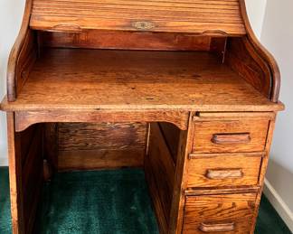 Vtg. 1928 Northwestern Furniture Co. Milwaukee Wis. Oak Roll Top Desk - Originally purchased from the Blue Goose Grocery Store in St Charles