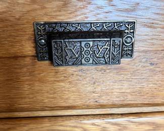 Handles - Vtg. Oak Hoosier Kitchen cabinet - w/original glass flour sifter  