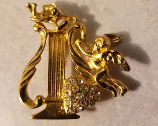 Signed Premier Designs Vintage Cherub Brooch Pin