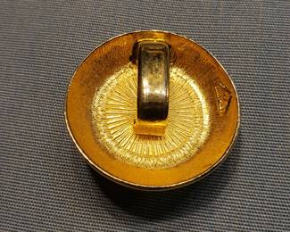 Signed Ben-Amun Vintage Cabochon Gold Tone Necklace Pendant