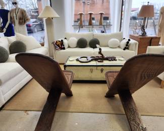 Portable hand carved chairs from Cameroon 