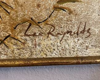 #30 - $220 - Painting on Fabric Cranes by Lee Reynold 5'x4" Bamboo style frame