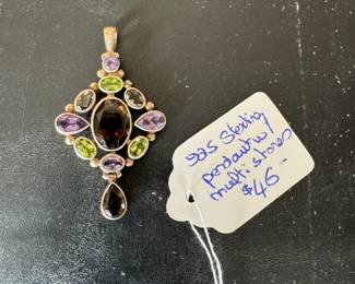 #M - $46 - Sterling multi stone pendant
