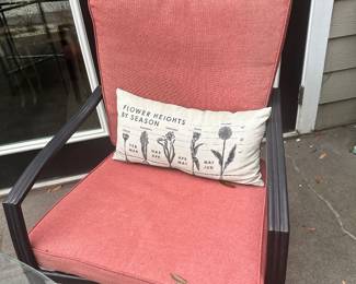 #57 - $50 - Aluminum Arm Chair with Red Cushions