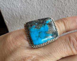 #82 - $78 -Sterling Turquoise Ring sz 5.5