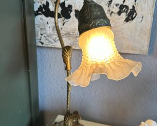 #26 - $60 - Art Nouveau Style Lamp Art 11"x19"H