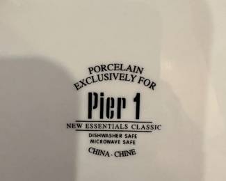 #94 - $120 - Pier 1 Porcelain china - 6 soup bowls - 16 dinner plates - 19 salad plates - 17 desert plates