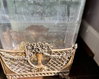 #29A - $80 - Art Deco Style Glass & Metal Vase 21.5"x8"W