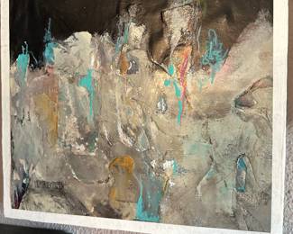 #21 - $60 - Untitled Darlene Homrigmausen 12"sq (colored waves)