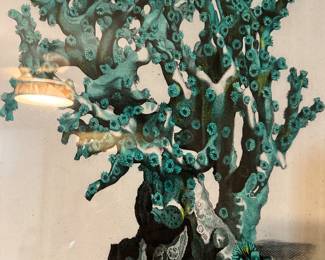 #105 - $38 - Coral art in bamboo frame