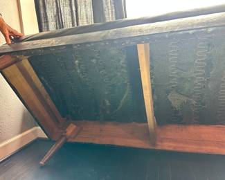 #1 - $300 FIRM 2/22- $375- Black Leatherette 1950's Therapy Couch, Adjustable Headrest 74"Lx28"Dx15"H - need some TLC