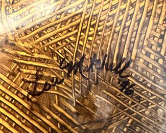 #31 - $220 -Set of 3 Hand painted Gourds with lids 19"x15" signed by Lou Mitchell 1996