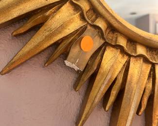 #7 - $50 - Gold chaulk Sunburst Mirror as is 32" (one piece miss)