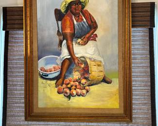 #76 - $190 - Painting 'fruit picker' Janet Bartee 1976 25"x35"H