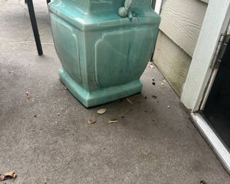 #58 - $90 - Turquoise Pottery Garden Stool 18"x12"x12"