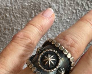 #90 - $80 - Sterling Artisan Ring size 7.5 Viking Style