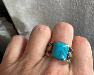 #92 - $80 - Sterling & Turquoise Navajo Ring sz 9.5