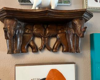 #36 - $46 - Elephant Wood Shelf 20"x9"x8"D