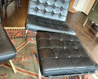 #3 - $250 EACH - Black Barcelona Eames Style Chair with Ottoman - as is 30"Lx32"Dx29"H-25"Lx22"Dx16"H