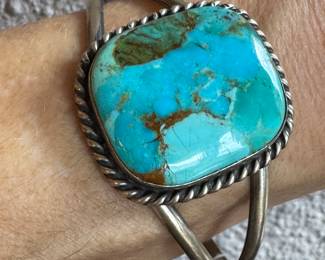 B- $150 - Sterling & Turquoise Bracelet signed AL