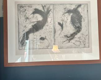 #52 - $150 - Original Etchings 2 Birds w/Text by Meryl Beater 1981