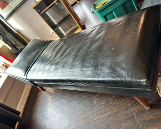 #1 - $300 FIRM 2/22 $375 - Black Leatherette 1950's Therapy Couch, Adjustable Headrest 74"Lx28"Dx15"H - need some TLC