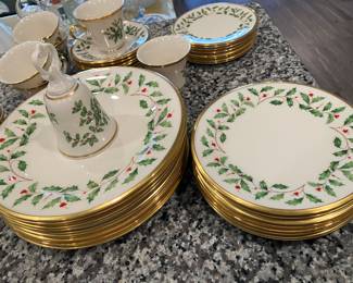 #70 $375 	Lenox Holiday set 
32 pieces + 1 bell
