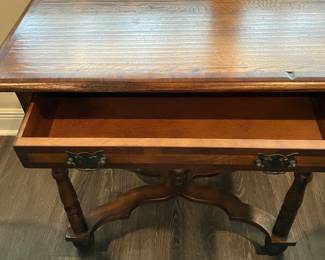#12 $250 Solid Wood table w/1drawer 32wx21dx30h	
with trestle base 	