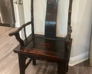  #24 $220Wood Asian high back  chair 25wx18dx48h	