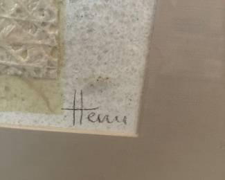 #27 $100	Art purple flowers 38wx51h signed   Hevri