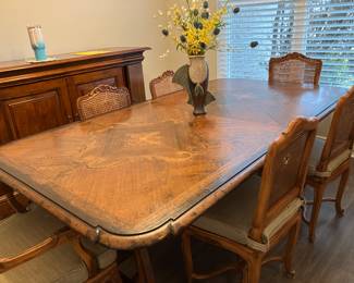 #1 $1600 Marchetti Solid Wood Dining Table 87wx48dx31h	
6 Dining chairs 2w/ arms.   (1 chair damaged) 20wx17dx37h                                                 	                    
Italian craftsmanship furniture - Domo.com/designer/Giordana-marchetti
